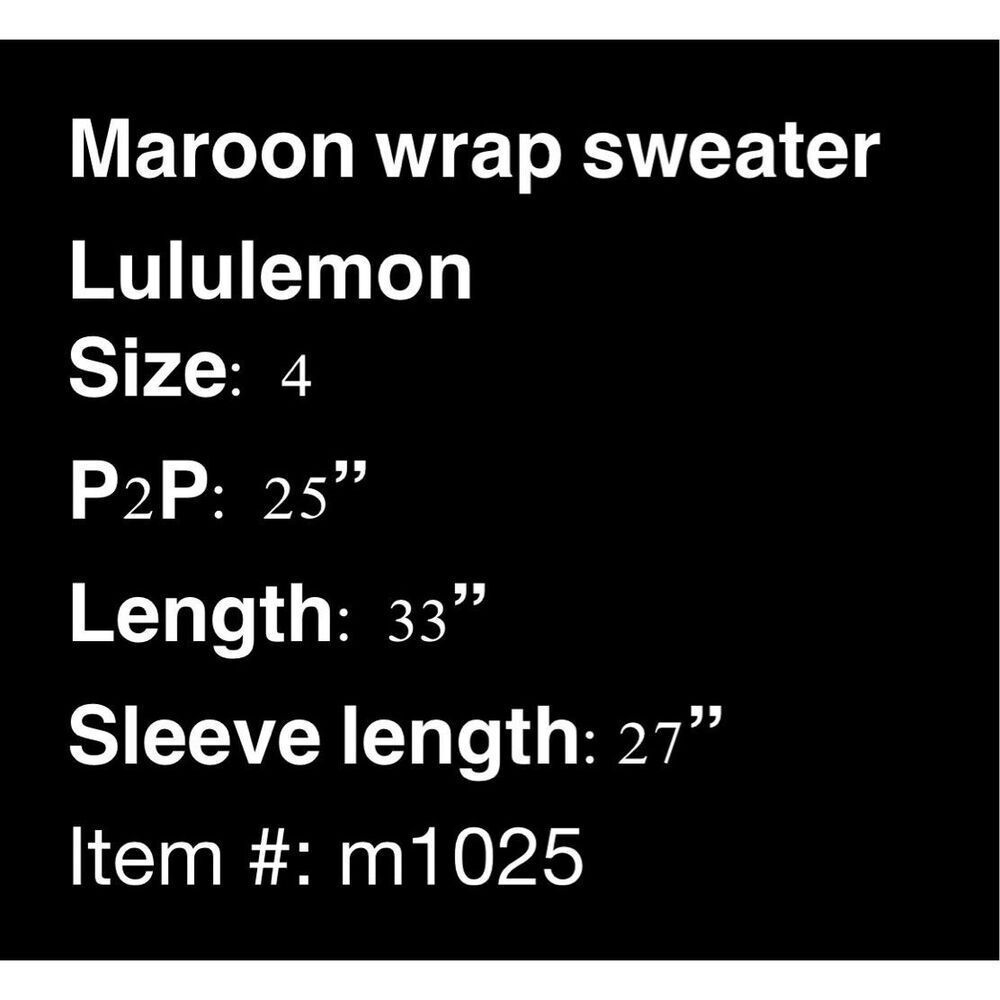Lululemon dark red wrap wool sweater- size 4 - Picture 7 of 7